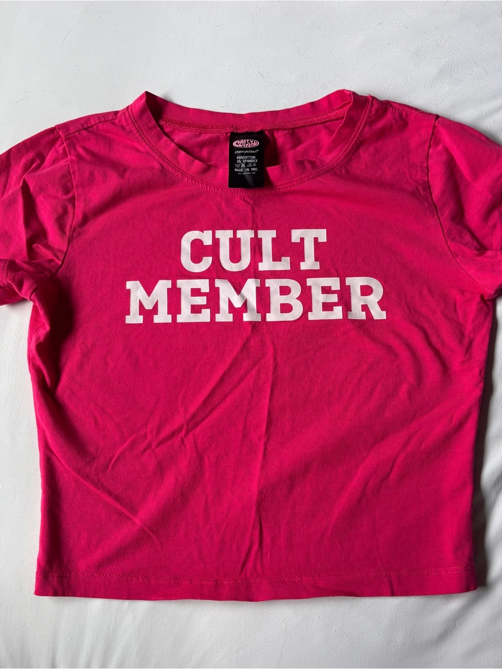Unknown Brand "Cult Member" Hot Pink Short Sleeve Tee